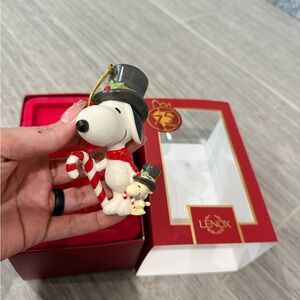 Lenox Holiday Ornament with Snoopy in Black and Red 75 years!